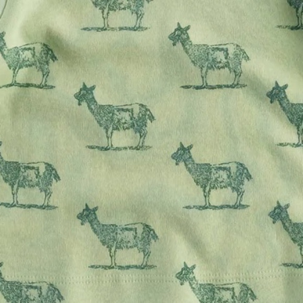 Flare Leg Pants, soft organic cotton Billy the Goat 🐐 print by Kate Quinn - Picture 3 of 5